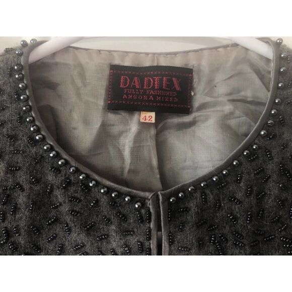 Vintage Women’s Cardigan Angora Medium Mixed Lined Embellished Long sleeve - Picture 3 of 11